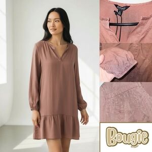 Buffalo David Bitton Womens Long Sleeve Dress with Pockets in Mocha Brown